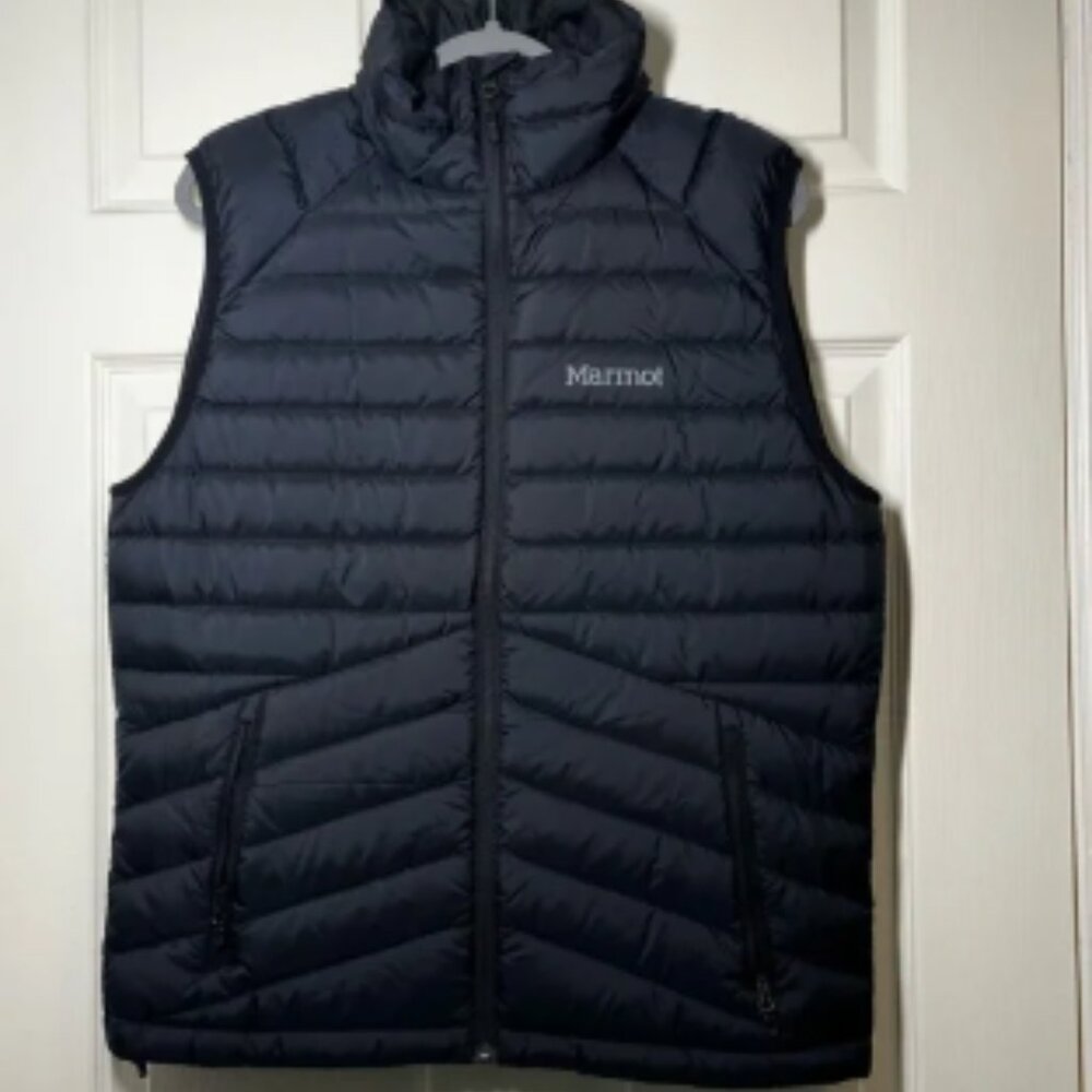 Marmot Black Highlander Puffer 700 Fill Vest Size Medium